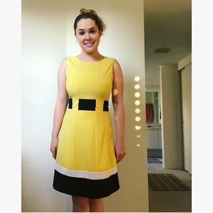 🌞 Calvin Klein Yellow & Black Color Block Dress🌞